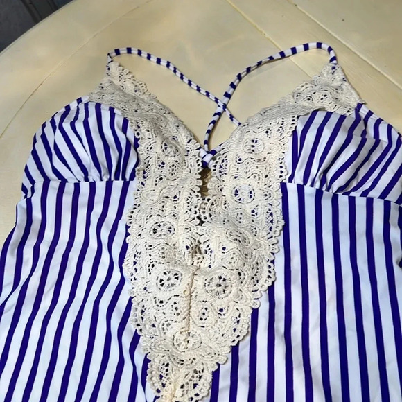 Royal Blue and White extra large woman’s one piece swimsuit - Picture 2 of 7